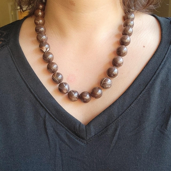 Vintage Classic Brown Beaded Boho Bohemian Necklace - Picture 1 of 6